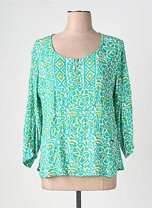 Blouse imprimé fleurs manches 3/4 vert AGATHE & LOUISE femme