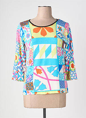 Pull coupe cintrée manches 3/4 bleu JEI'S BY LETIZIA DENARO femme
