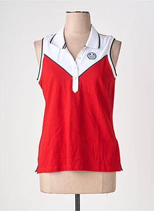 Polo broderie sans manche rouge DELAHAYE femme