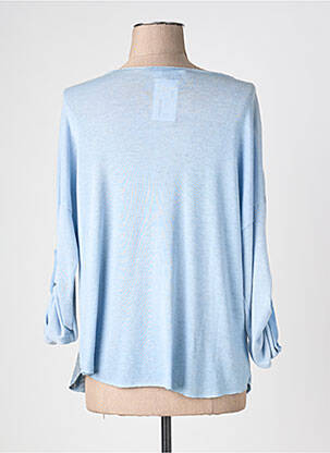 Pull coupe droite manches 3/4 bleu SUNNY STUDIO femme