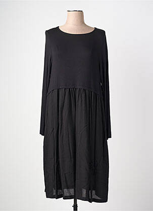 Robe mi-longue manches longues manches longues noir ORTO BOTANICO femme