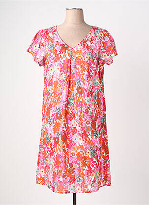 Robe mi-longue imprimé fantaisie manches courtes rouge AGATHE & LOUISE femme
