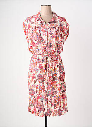 Robe mi-longue imprimé fantaisie manches courtes rouge LE PETIT BAIGNEUR femme