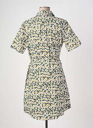 Robe mi-longue imprimé fantaisie manches courtes vert NUMEROLOGIE femme