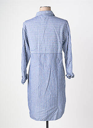 Robe mi-longue imprimé fantaisie manches longues bleu DELAHAYE femme