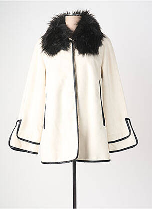 Manteau long fermeture pressionnée a capuche beige REVER MILE femme