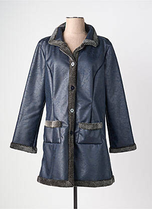 Manteau long fermeture boutonnée sur le devant sans capuche bleu LO! LES FILLES femme