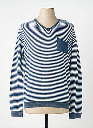 Pull stretch manches longues bleu INDIGO homme