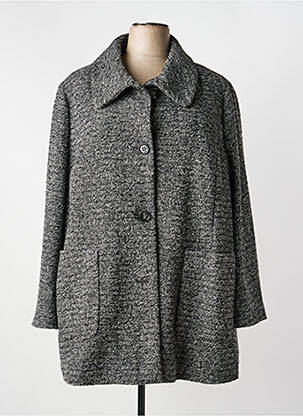 Manteau long coupe droite sans capuche gris SAMOON femme