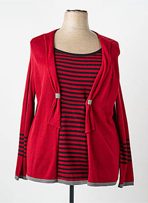 Pull coupe cintrée manches longues rouge I.ODENA femme