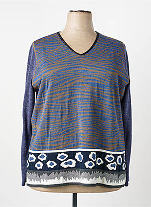 Pull tissage chiné manches longues bleu TELMAIL femme