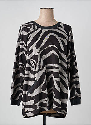 Pull tunique col rond manches longues noir KAKIE femme
