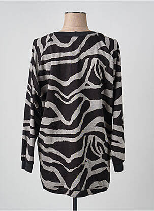 Pull tunique col rond manches longues noir KAKIE femme