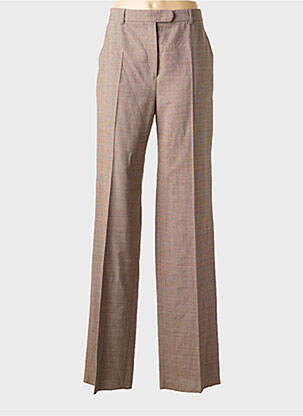 Pantalon droit fermeture zippée sous rabat avec crochet marron MAX MARA femme