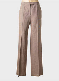 Pantalon droit fermeture zippée sous rabat avec crochet marron MAX MARA femme