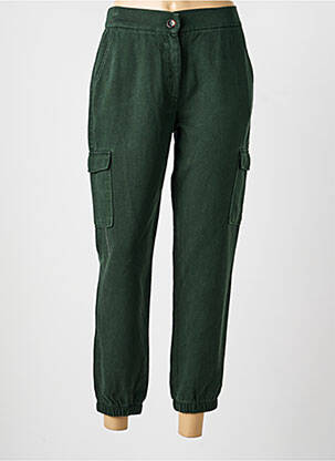 Pantalon 7/8 fermeture zippée sous rabat boutonné vert LCDN femme