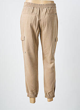 Pantalon 7/8 fermeture zippée sous rabat boutonné beige LCDN femme