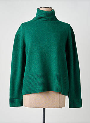 Pull col roulé coupe cintrée manches longues vert BELLA JONES femme