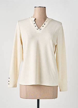 Pull coupe cintrée manches longues beige HALOGENE femme