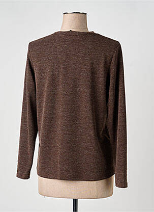 Pull coupe cintrée manches longues marron HALOGENE femme