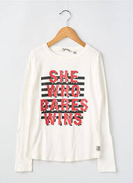 T-shirt sérigraphie floquée manches longues blanc GARCIA fille