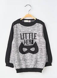 Pull coupe droite manches longues gris SLYKIDS garçon
