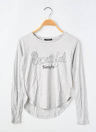 T-shirt coupe droite manches longues gris CYMOD fille