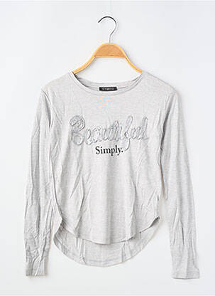 T-shirt coupe droite manches longues gris CYMOD fille