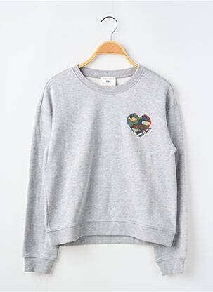 Sweat-shirt broderie manches longues gris TEDDY SMITH fille