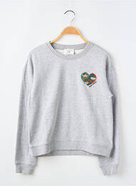 Sweat-shirt broderie manches longues gris TEDDY SMITH fille
