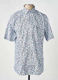 Chemise manches courtes imprimé fantaisie bleu MISE AU GREEN homme