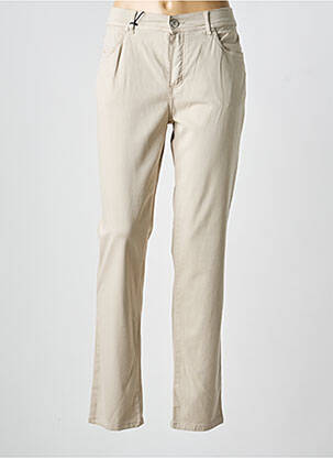 Pantalon slim tissage popeline taille normale beige ANNA MONTANA femme