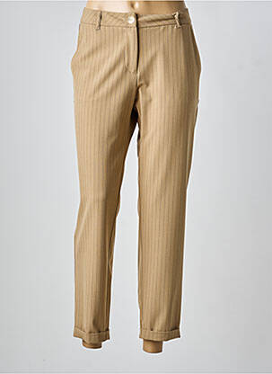 Pantalon chino fermeture zippée sous rabat boutonné taille normale marron EVA KAYAN femme
