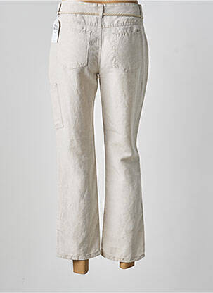 Pantalon 7/8 fermeture zippée sous rabat boutonné taille normale beige ANNA MONTANA femme