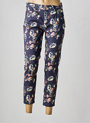 Pantalon 7/8 tissage popeline taille normale bleu ANNA MONTANA femme