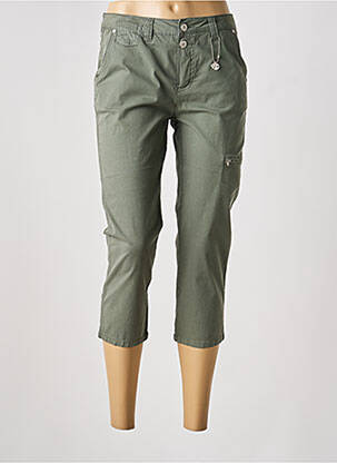 Pantalon 7/8 tissage popeline taille normale vert ANNA MONTANA femme