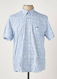 Chemise manches courtes imprimé fantaisie bleu MISE AU GREEN homme