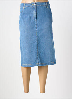 Jupe mi-longue coupe droite bleu DEVERNOIS femme