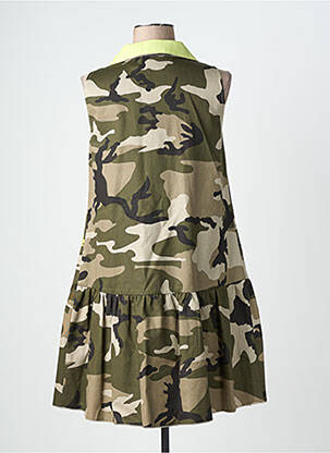 Robe mi-longue imprimé fantaisie sans manche vert TRICOT CHIC femme