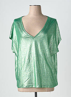 Top manches courtes manches courtes vert MAJESTIC FILATURES femme