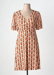 Robe courte coupe évasée manches courtes rose MALIPARMI femme