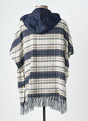 Manteau long coupe droite a capuche bleu VIOLANTI femme