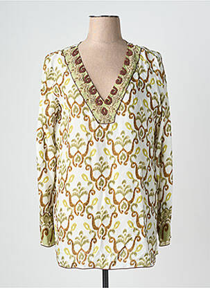 Blouse imprimé fantaisie manches longues vert MALIPARMI femme