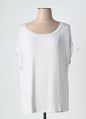Top coupe fluide manches courtes gris MAJESTIC FILATURES femme