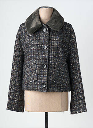 Manteau court coupe droite sans capuche noir LUISA CERANO femme