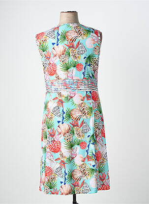 Robe mi-longue imprimé fantaisie sans manche bleu OLIVIER PHILIPS femme