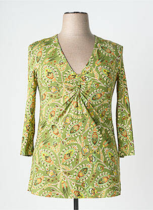 Top imprimé fantaisie manches longues vert MALIPARMI femme