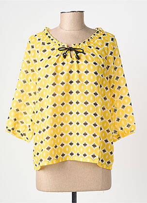 Blouse imprimé fantaisie manches 3/4 jaune MINSK femme