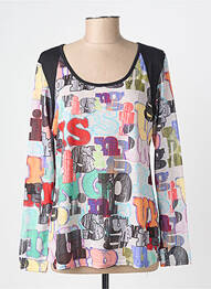 T-shirt imprimé fantaisie manches longues noir JOLIE RONDE femme