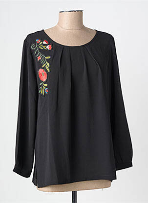 Blouse col rond manches longues noir JOSHELY femme